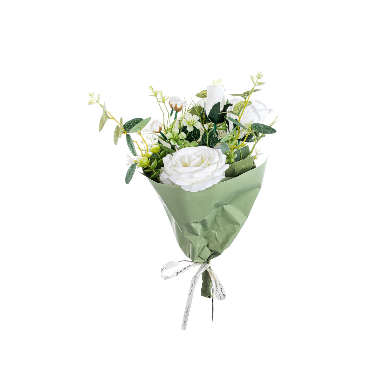 Bouquet di Rose Incartato cm 40 bianco
