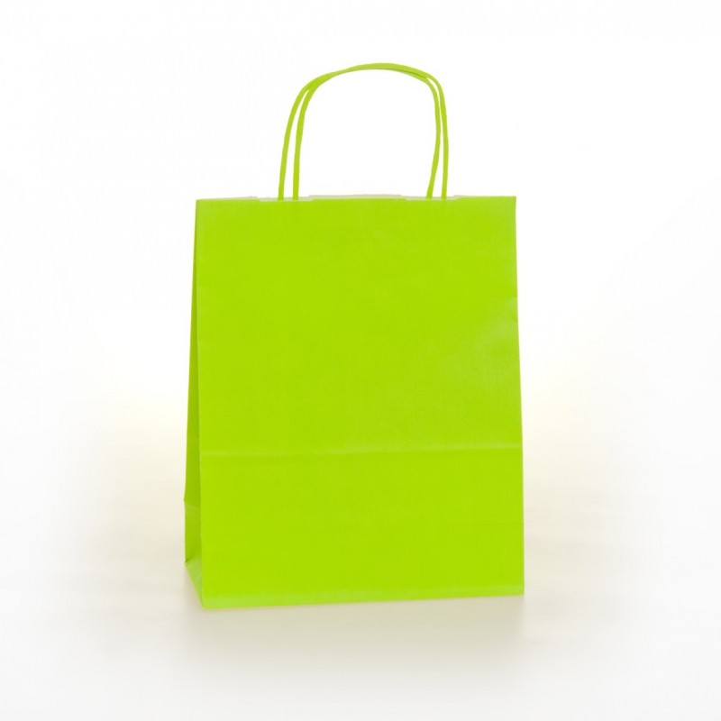 Shopper Carta Colorata Cordino Confezione 25 Pezzi Verde Acido