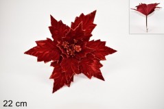 Fiore Stella di Natale in Velluto con Pinzetta 22 cm